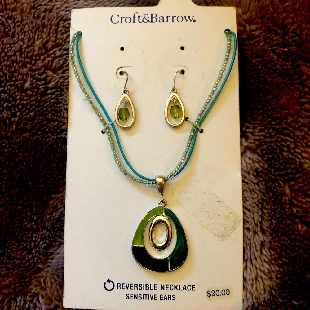 Earring and Reversible Necklace set